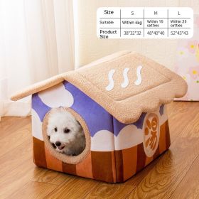 Removable And Washable Semi-surrounded Villa Pet Room (Option: Dark Coffee Color-S)